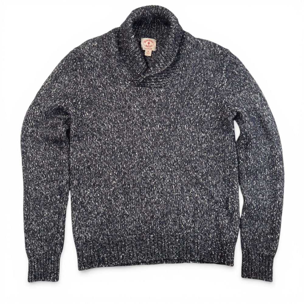 Brooks‎ Brothers Red Fleece Mens Shawl Collar Sweater Navy Marled Italian Yarn M
